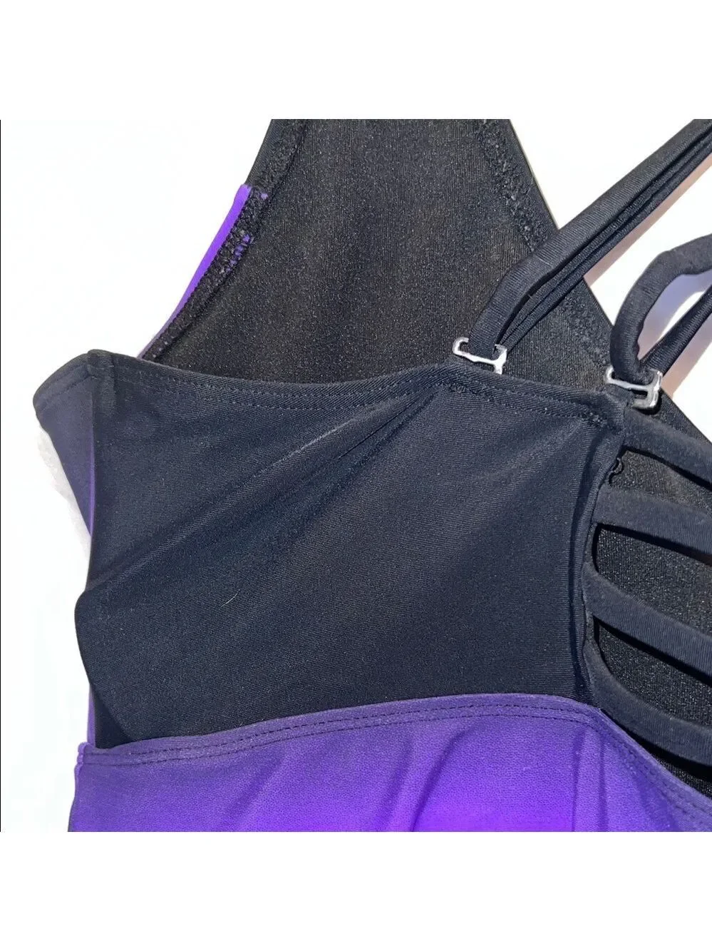 Purple and Black Strappy Swim Top, Plus Size 2X - Picture 6 of 8